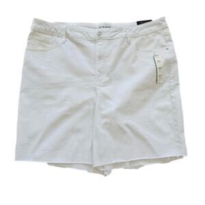AVA & VIV Shorts White High Rise No Gap Waist Bermuda Denim Jean Plus 22W NEW